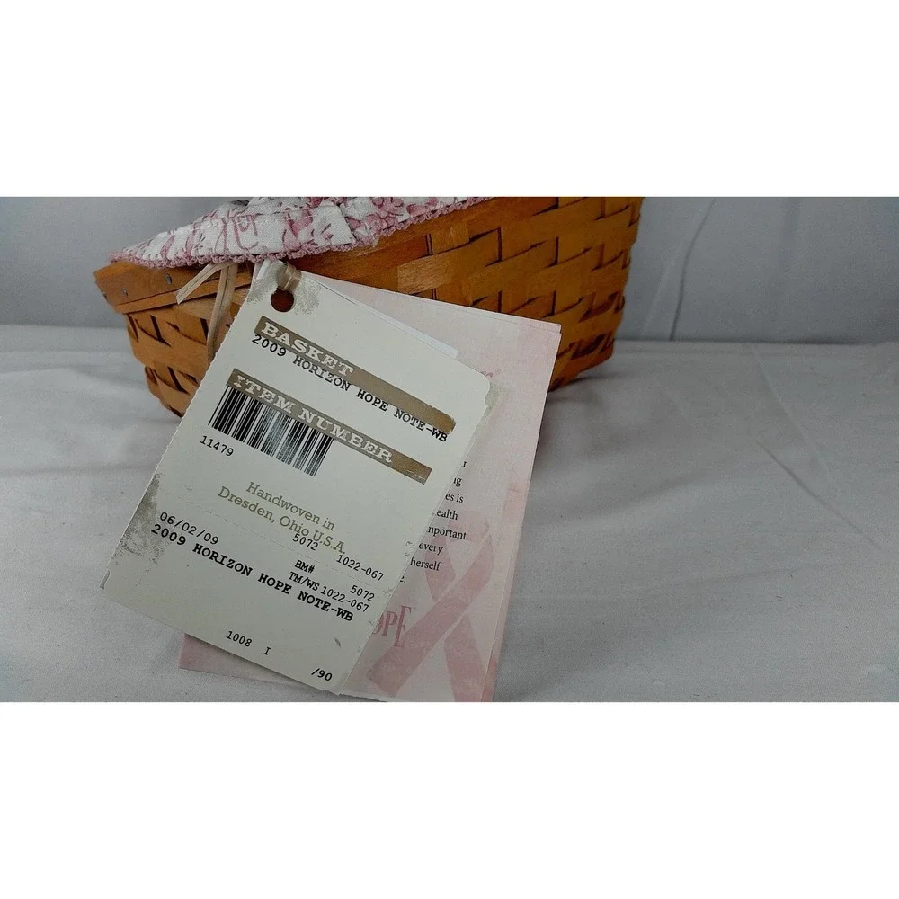Longaberger 2009 Horizon of Hope Note Basket Set‎ w/ Liner Protector and Lid